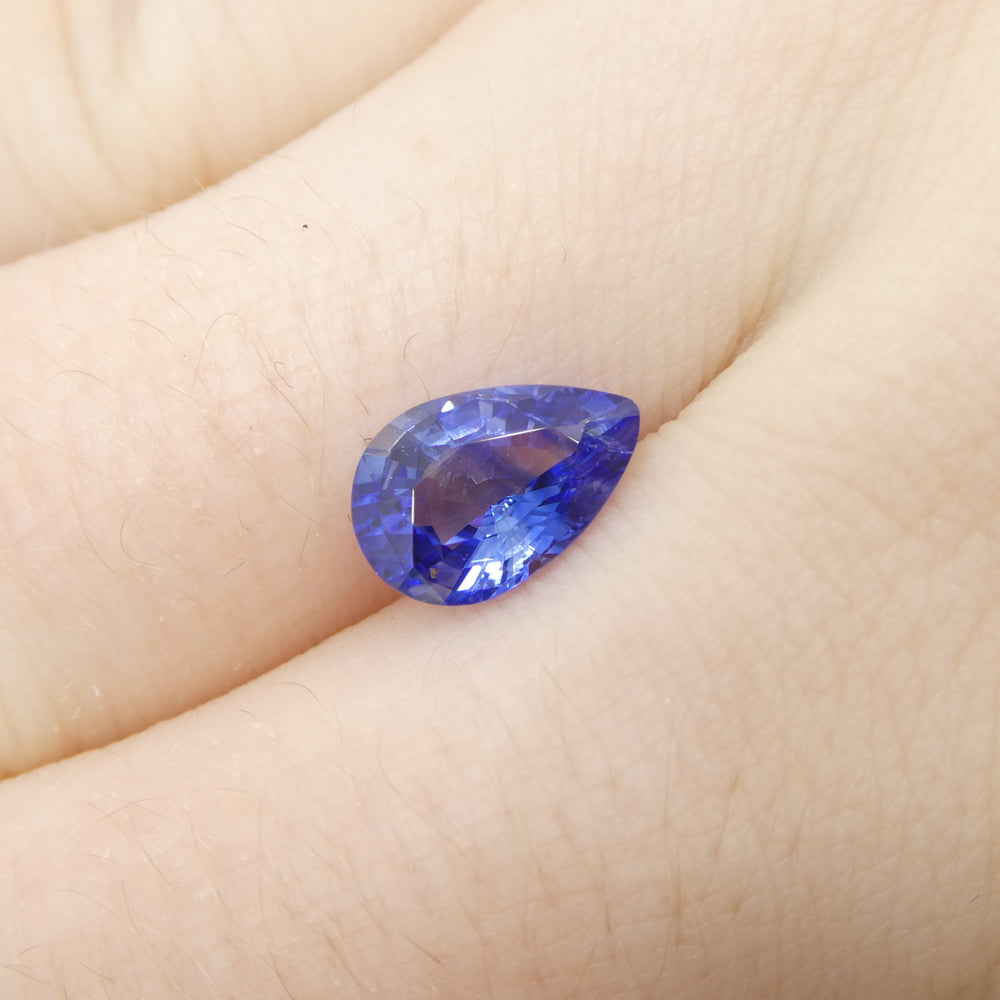 1.68ct Blue Pear Sapphire from Sri Lanka, premium heated gemstone by SkyJems Canadian gem specialists
