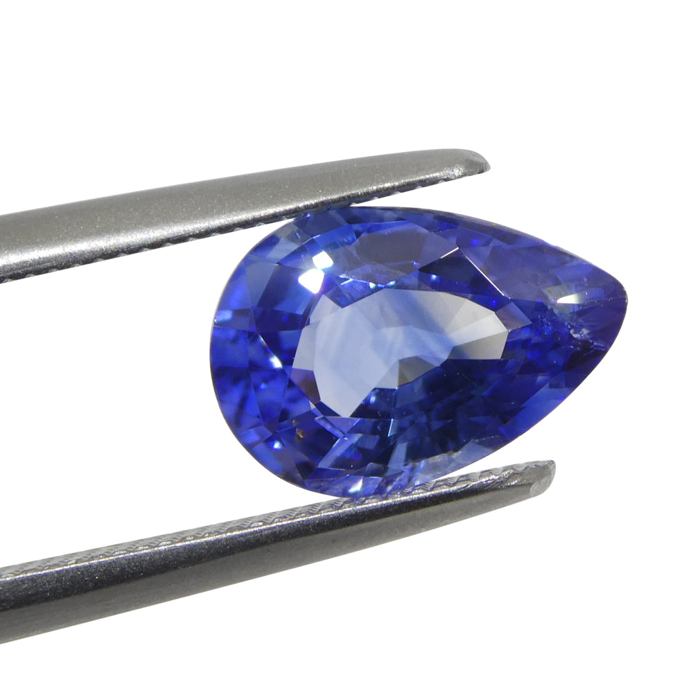 1.68ct Blue Pear Sapphire from Sri Lanka, premium heated gemstone by SkyJems Canadian gem specialists