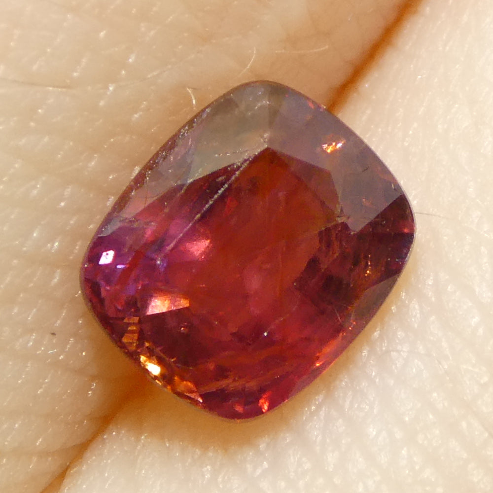 1.31ct Tanzanian Orangy Red Sapphire, cushion-cut gemstone from SkyJems' premium single-stone collection