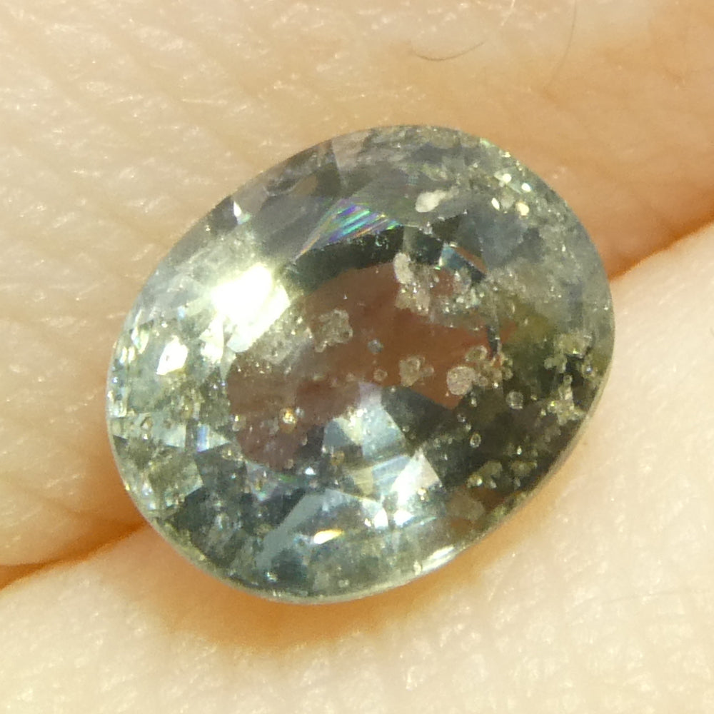 1.32ct Unheated Oval Greenish-Blue Teal Sapphire from Tanzania, Unheated - Skyjems Wholesale Gemstones