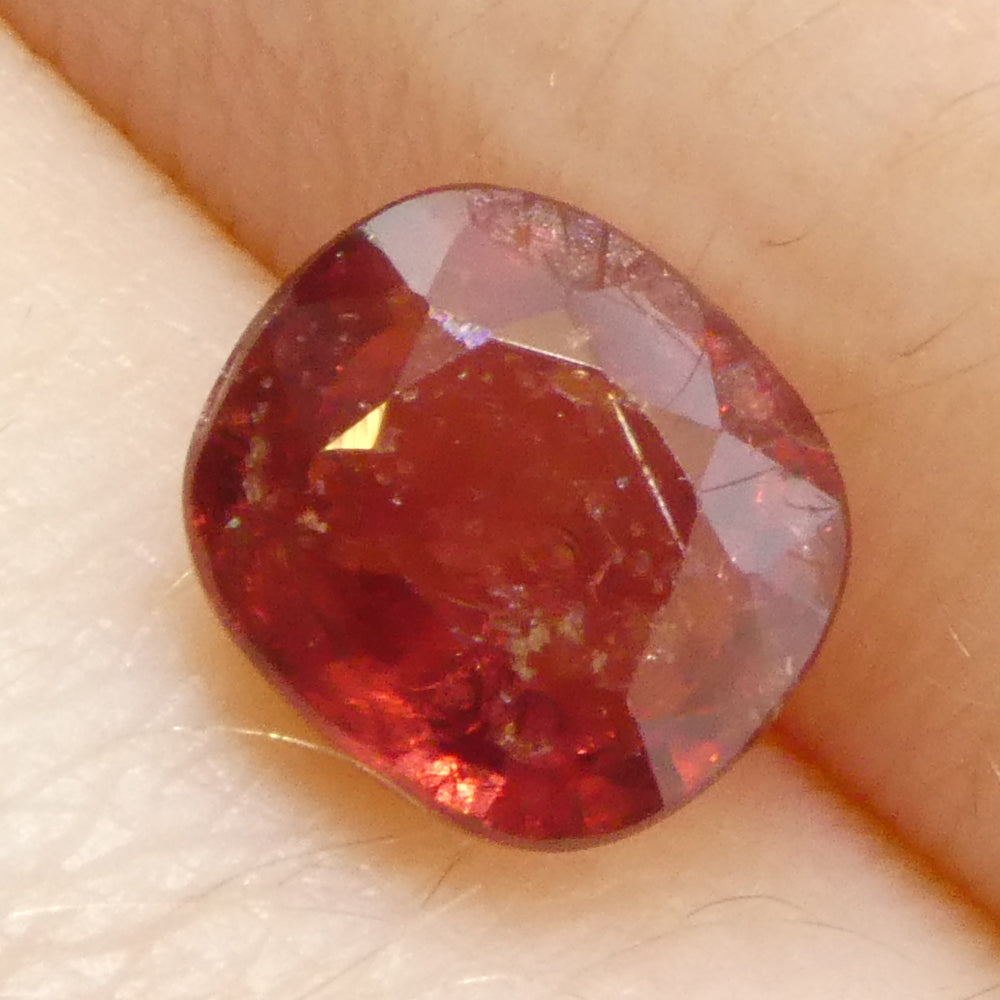 1.44ct Tanzanian Orange-Red Cushion Sapphire, heated single stone from SkyJems premium gemstone collection