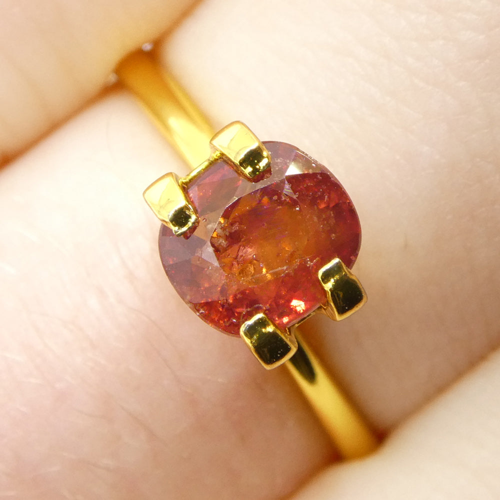 1.44ct Tanzanian Orange-Red Cushion Sapphire, premium heated single stone from SkyJems Canadian gem specialists