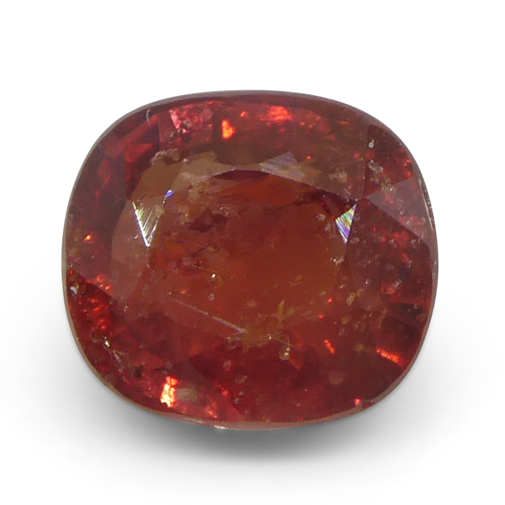 1.44ct Tanzanian Orange-Red Cushion Sapphire, heated single stone from SkyJems premium gemstone collection
