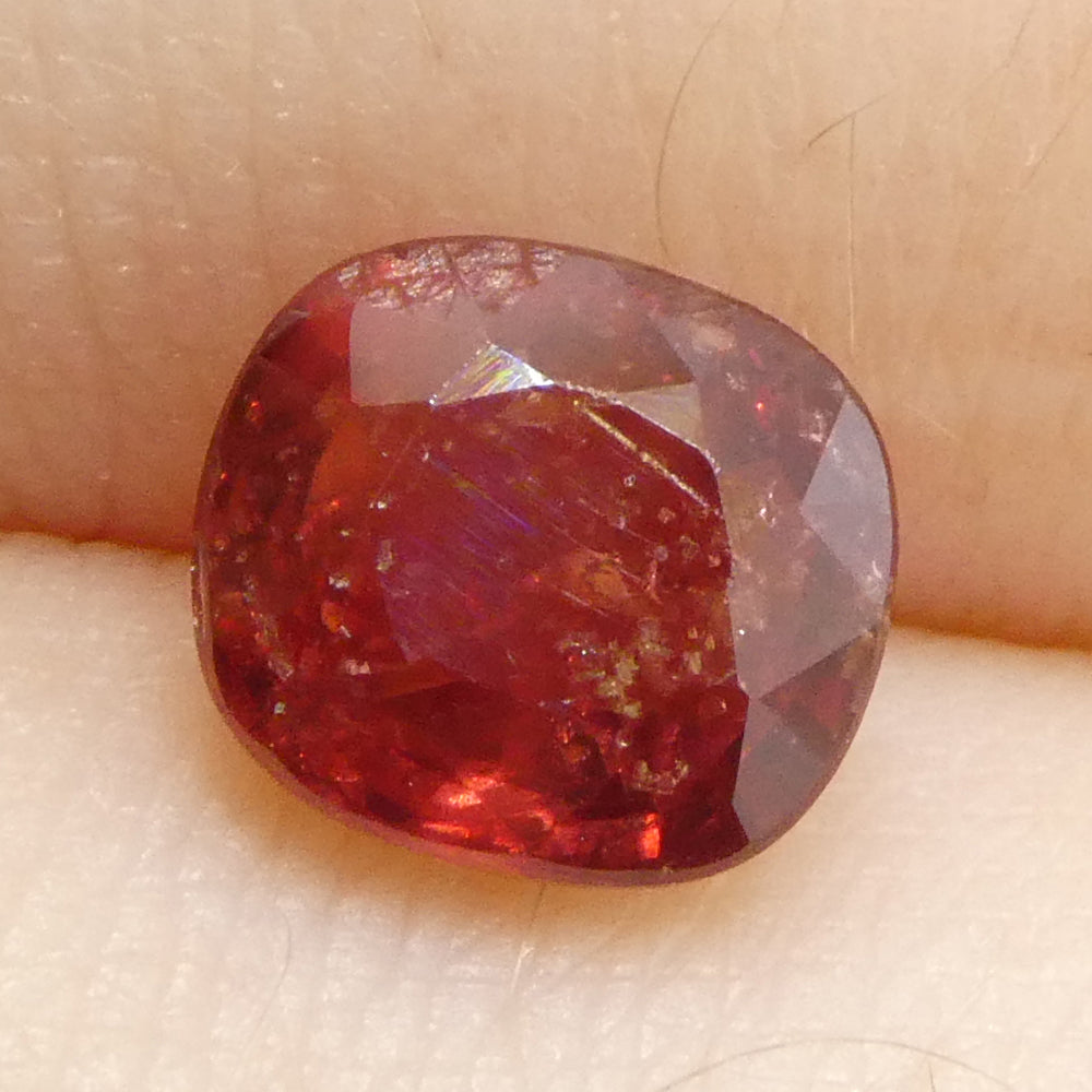 1.44ct Tanzanian Orange-Red Cushion Sapphire, premium heated single stone from SkyJems Canadian gem specialists