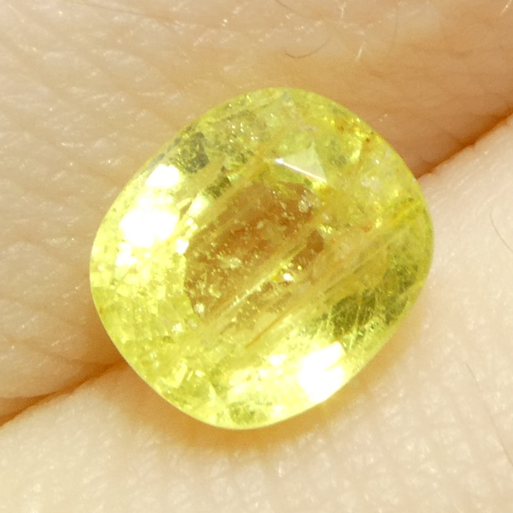 1.43ct Unheated Cushion Yellow Sapphire from Tanzania, Unheated - Skyjems Wholesale Gemstones