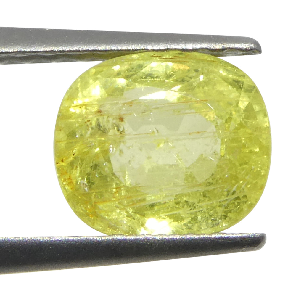 1.43ct Unheated Cushion Yellow Sapphire from Tanzania, Unheated - Skyjems Wholesale Gemstones