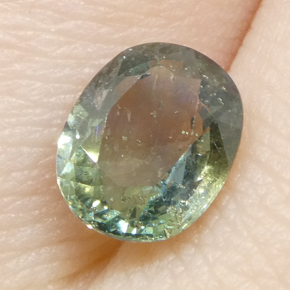 1.72ct Unheated Oval Greenish-Blue Teal Sapphire from Tanzania, Unheated - Skyjems Wholesale Gemstones