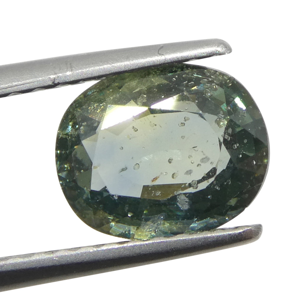 1.72ct Unheated Oval Greenish-Blue Teal Sapphire from Tanzania, Unheated - Skyjems Wholesale Gemstones