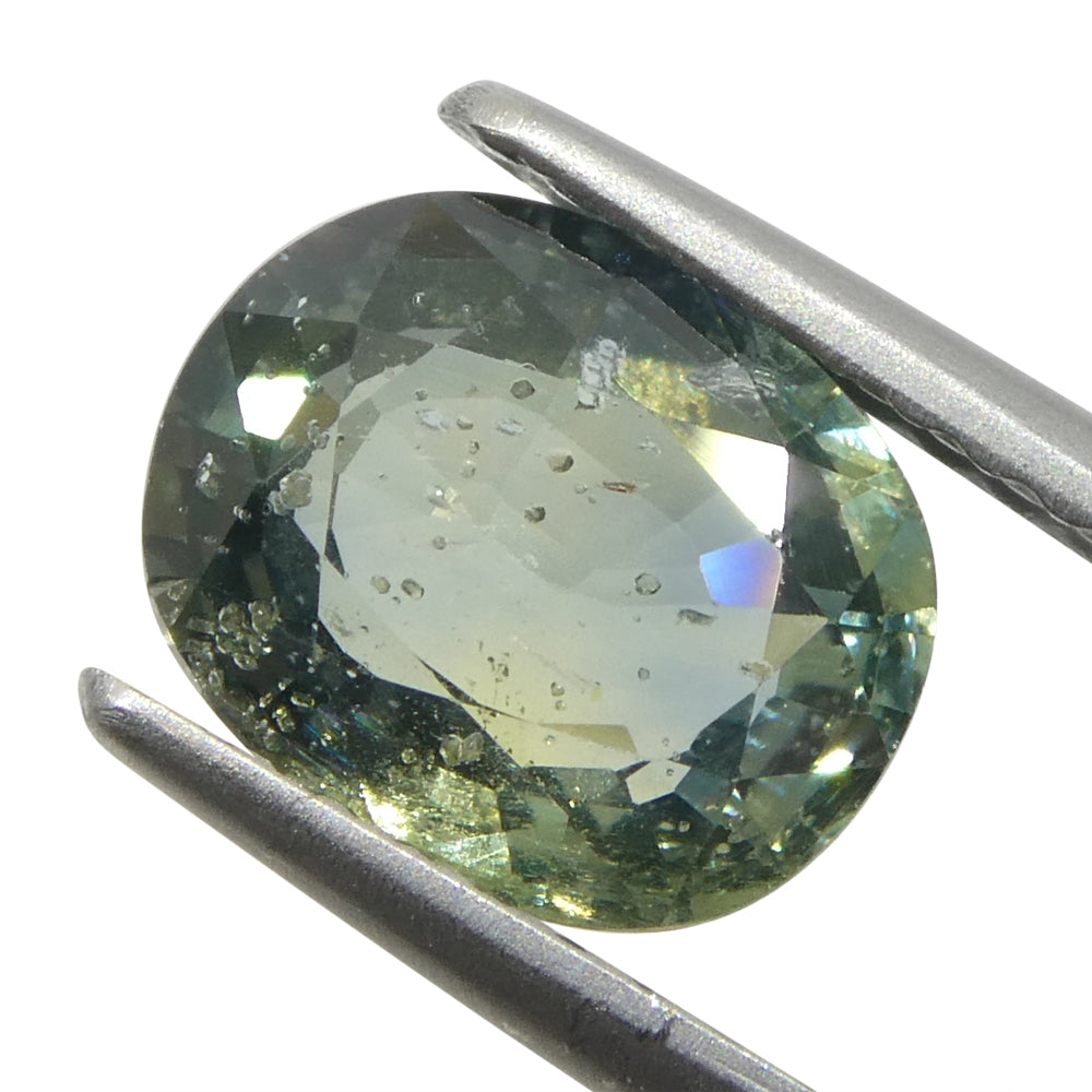 1.72ct Unheated Oval Greenish-Blue Teal Sapphire from Tanzania, Unheated - Skyjems Wholesale Gemstones