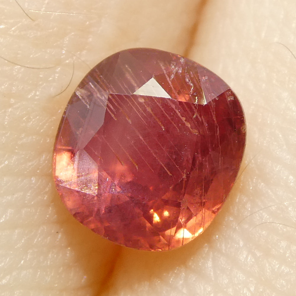 1.48ct Cushion Orangy-Pink Padparadscha Sapphire from Tanzania, Unheated - Skyjems Wholesale Gemstones