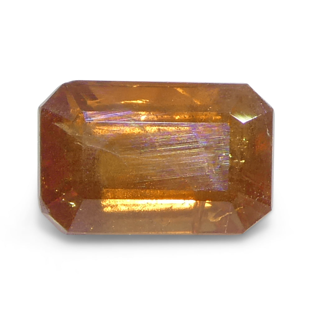 1.57ct Octagonal/Emerald Cut Orange Sapphire from Tanzania, Unheated - Skyjems Wholesale Gemstones