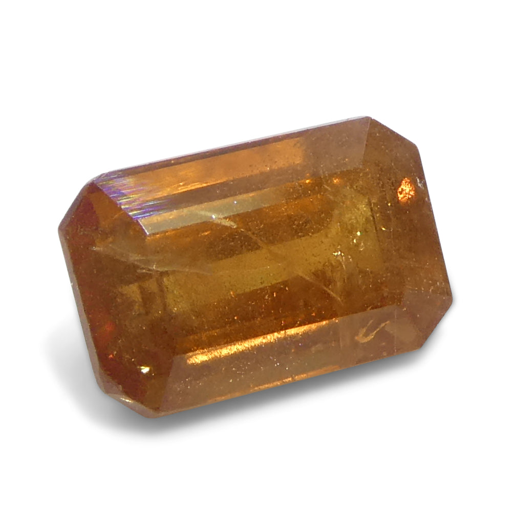 1.57ct Octagonal/Emerald Cut Orange Sapphire from Tanzania, Unheated - Skyjems Wholesale Gemstones