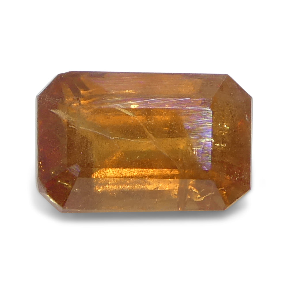 1.57ct Octagonal/Emerald Cut Orange Sapphire from Tanzania, Unheated - Skyjems Wholesale Gemstones