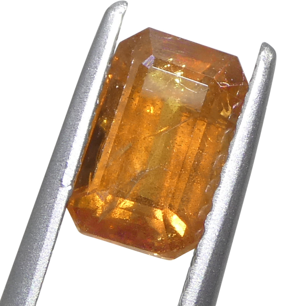 1.57ct Octagonal/Emerald Cut Orange Sapphire from Tanzania, Unheated - Skyjems Wholesale Gemstones