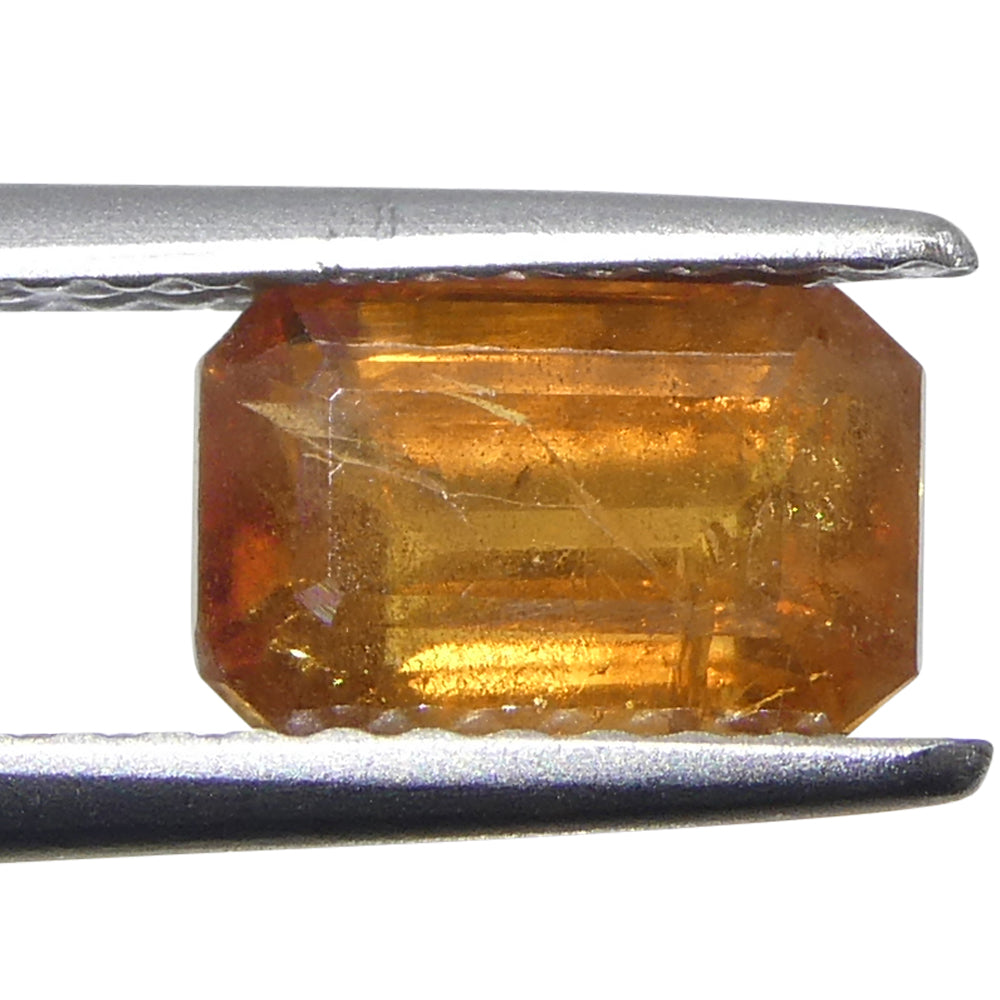 1.57ct Octagonal/Emerald Cut Orange Sapphire from Tanzania, Unheated - Skyjems Wholesale Gemstones