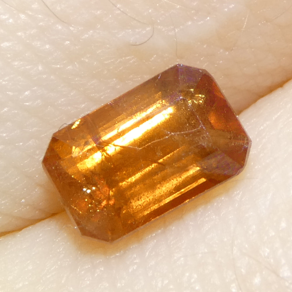 1.57ct Octagonal/Emerald Cut Orange Sapphire from Tanzania, Unheated - Skyjems Wholesale Gemstones