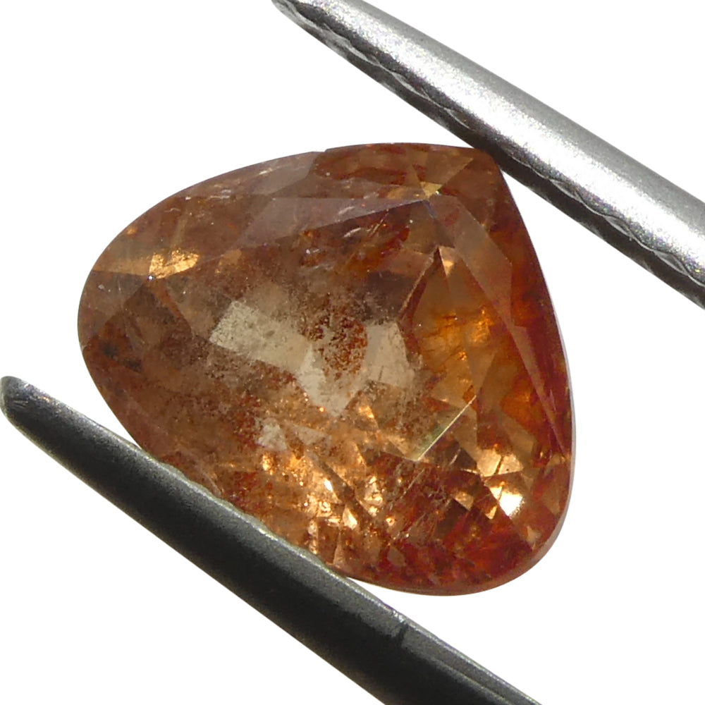 1.85ct Pear Pinkish-Orange Sapphire from Tanzania, Unheated - Skyjems Wholesale Gemstones