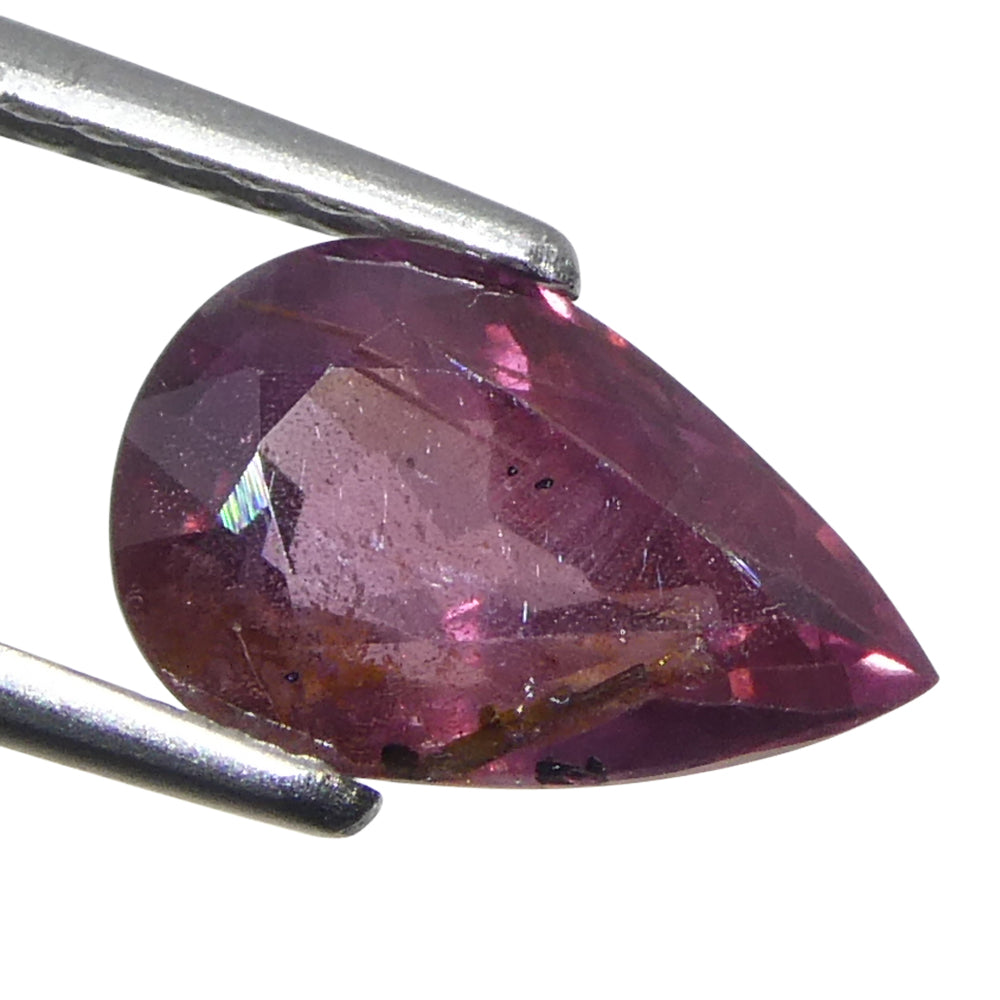 1.87ct Pear Purplish-Pink Sapphire from Tanzania, Unheated - Skyjems Wholesale Gemstones