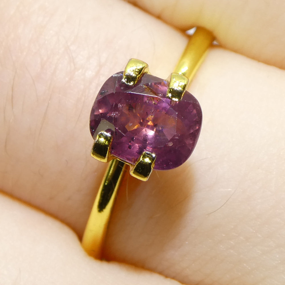 1.56ct Tanzanian Cushion Pink Sapphire, slightly purplish, Step Cut gemstone from SkyJems Canadian gem specialists
