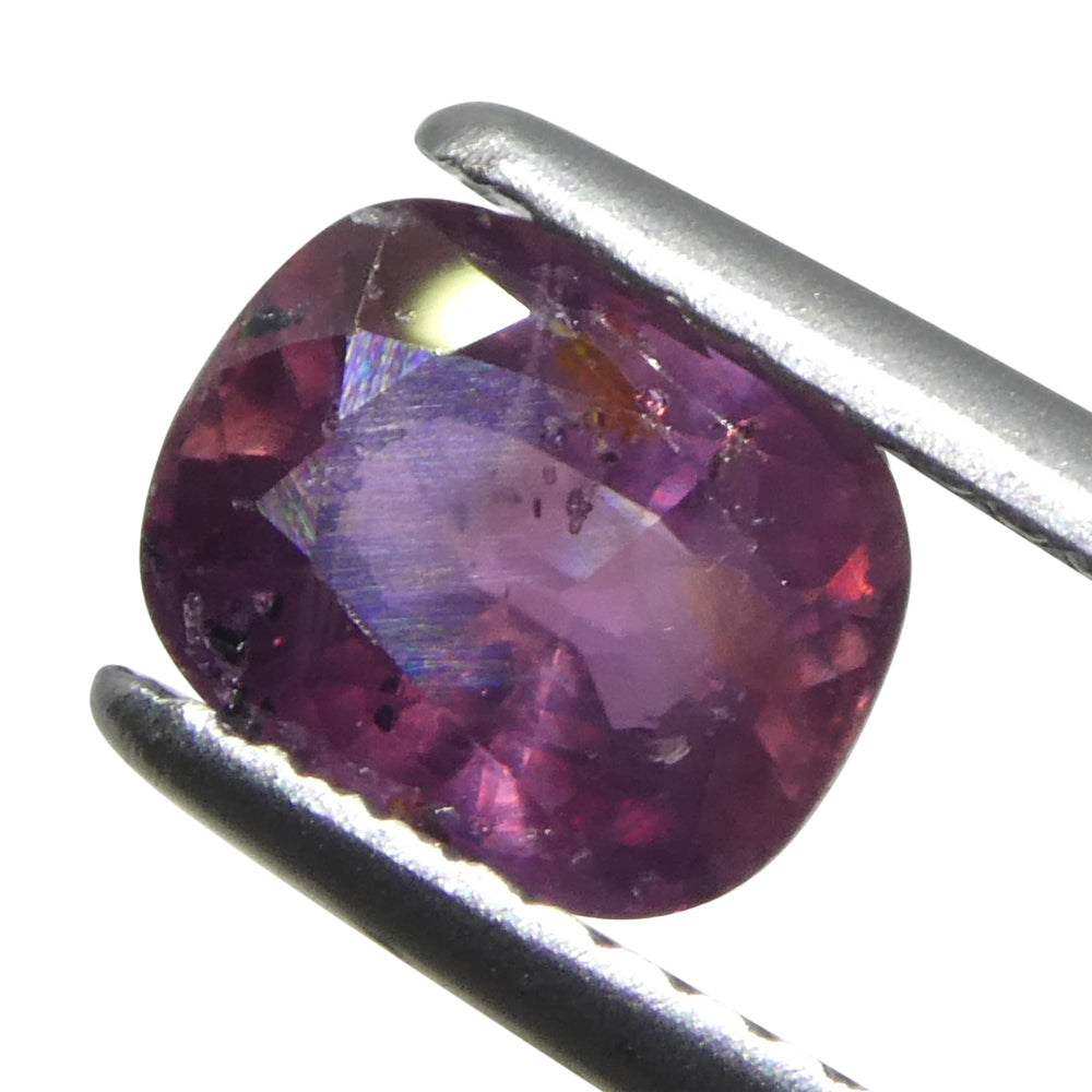 1.56ct Tanzanian Cushion Pink Sapphire, slightly purplish, heated single stone from SkyJems Canadian gem specialists