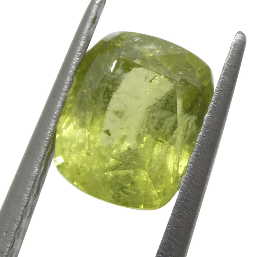 1.57ct Cushion Yellow Sapphire from Tanzania, Greenish-Yellow Hue | Premium Gemstone by SkyJems Canadian Gem Experts