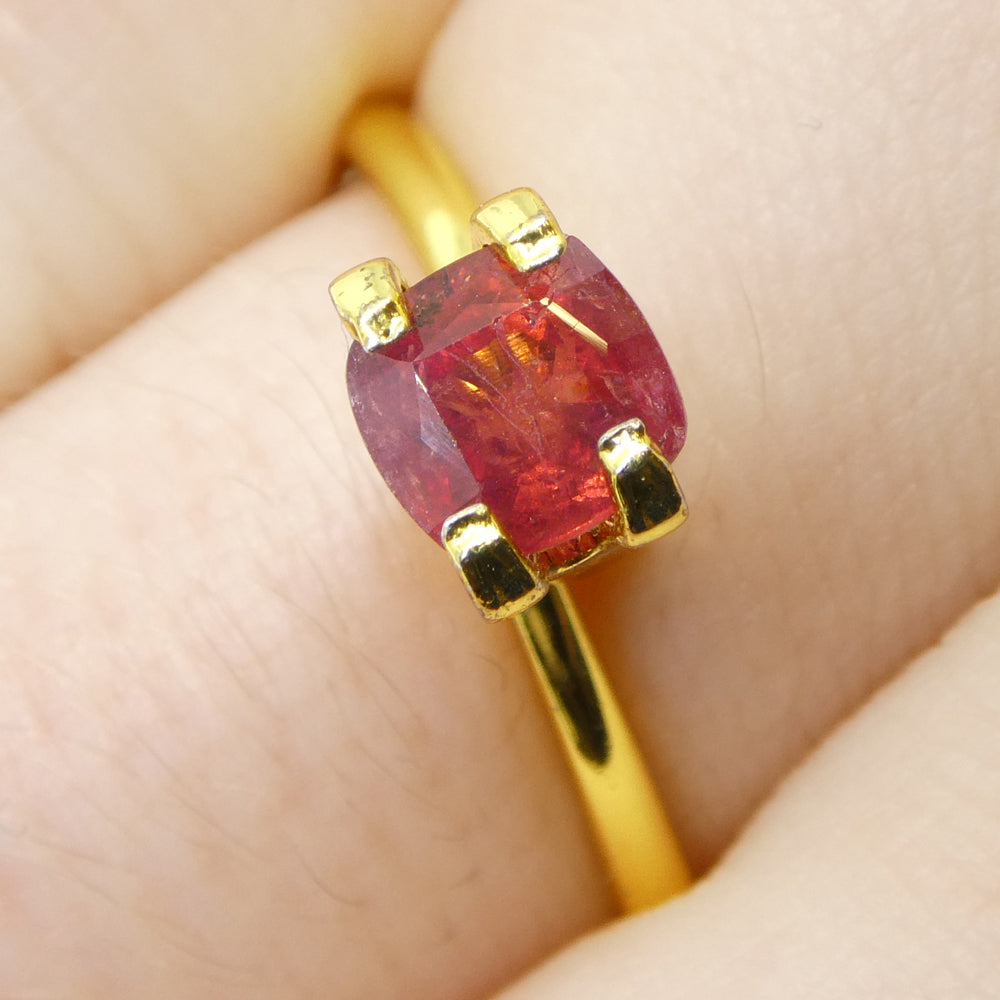 1.04ct Tanzanian Orangy-Red Cushion Sapphire, heated single stone from SkyJems premium gemstone collection