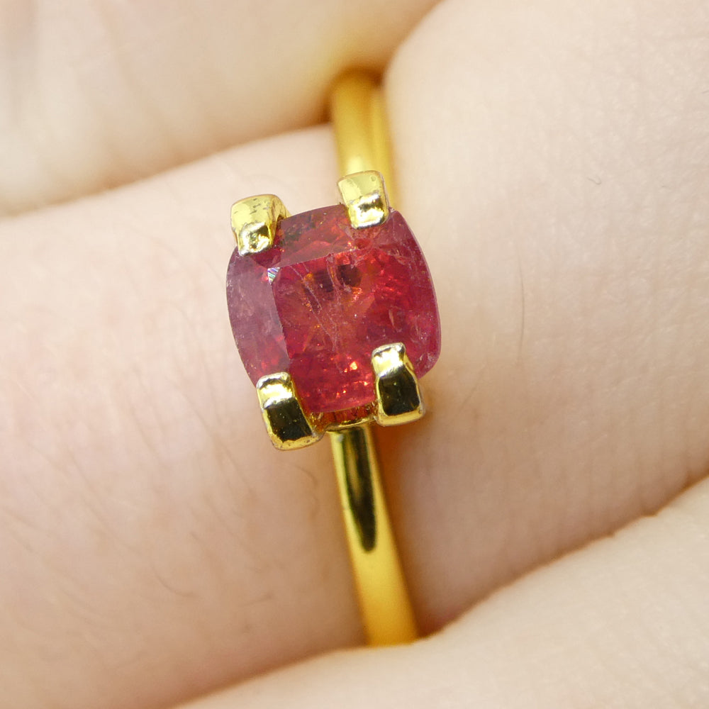 1.04ct Tanzanian Orangy-Red Cushion Sapphire, medium-strong color, SkyJems premium single gemstone collection