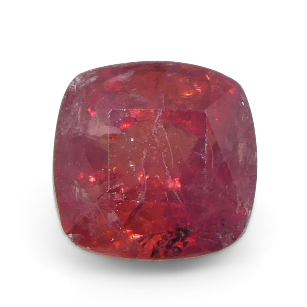 1.04ct Tanzanian Orangy-Red Cushion Sapphire, medium-strong color, Step Cut | Premium Gem by SkyJems Canada