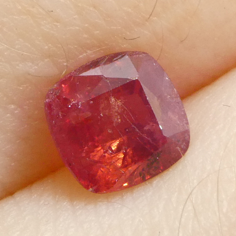 1.04ct Tanzanian Orangy-Red Cushion Sapphire, medium-strong color, Step Cut | Premium Gem by SkyJems Canada