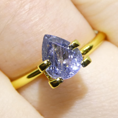 1.29ct Pear Violet-Blue Sapphire from Tanzania Unheated