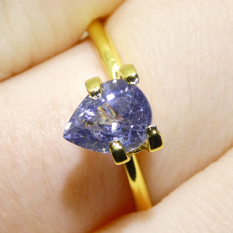 1.29ct Pear Violet-Blue Sapphire from Tanzania Unheated