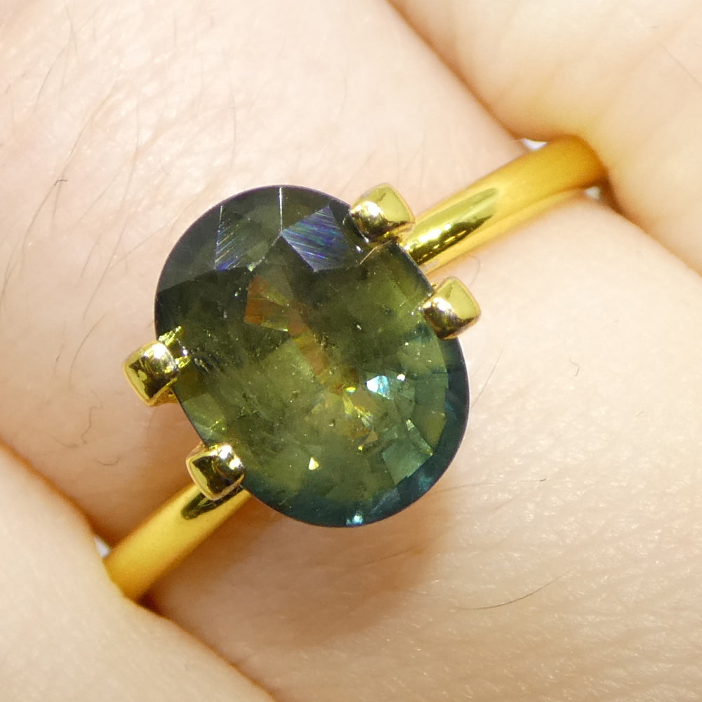 2.58ct Teal Green Tanzanian Sapphire, oval-cut gemstone from SkyJems' premium colored stone collection