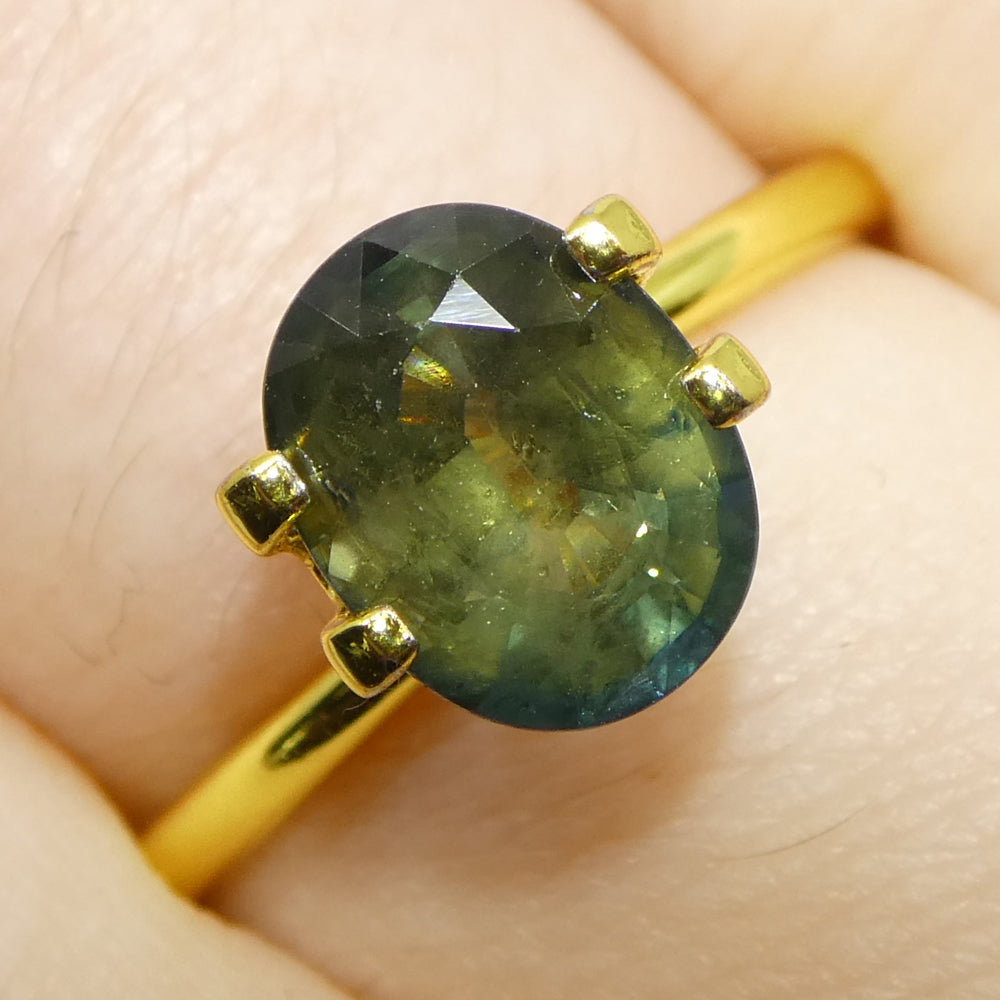 2.58ct Teal Green Tanzanian Sapphire, oval-cut gemstone from SkyJems' premium colored stone collection