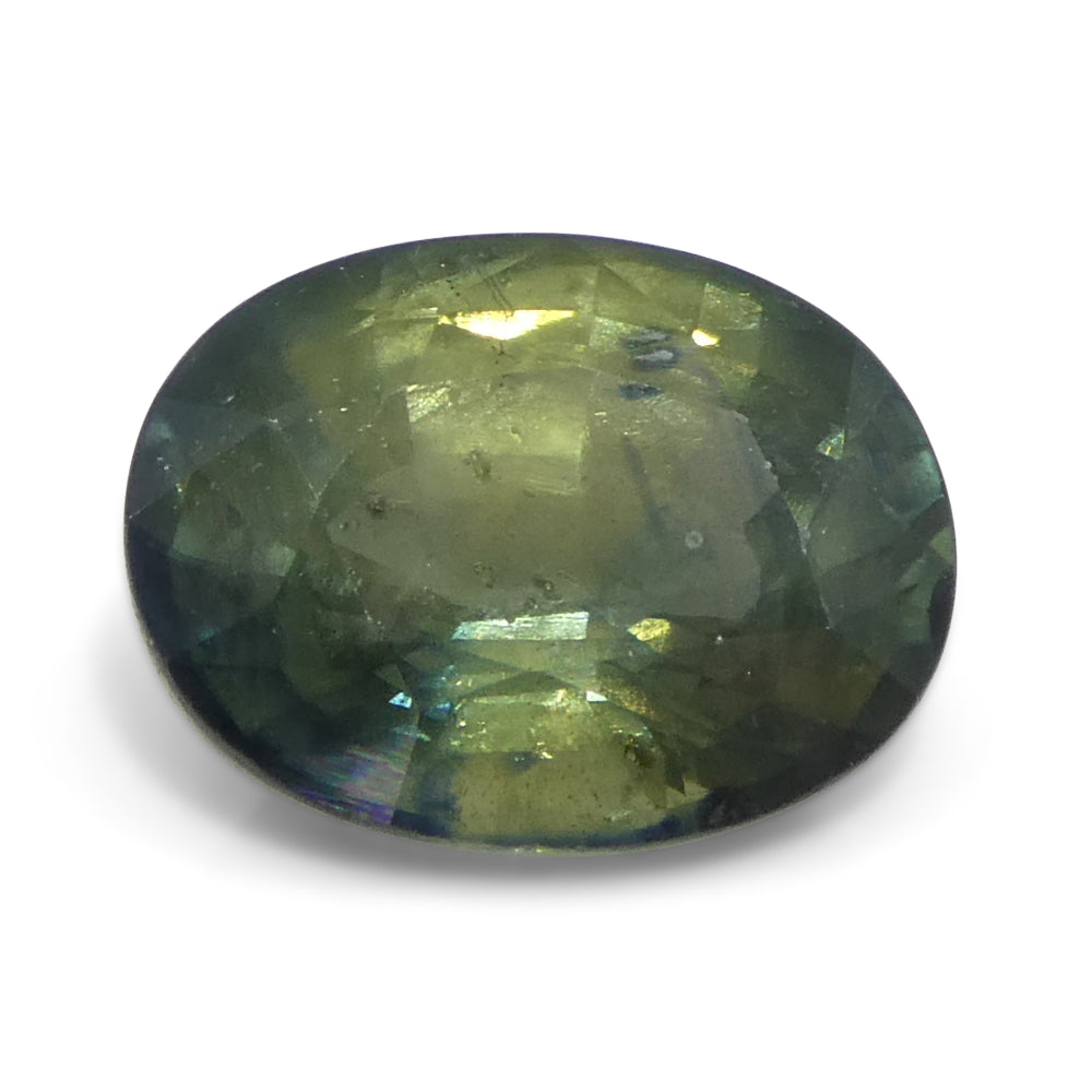2.58ct Oval Teal Green Tanzanian Sapphire from SkyJems, premium colored gemstone with vibrant blue-green hue