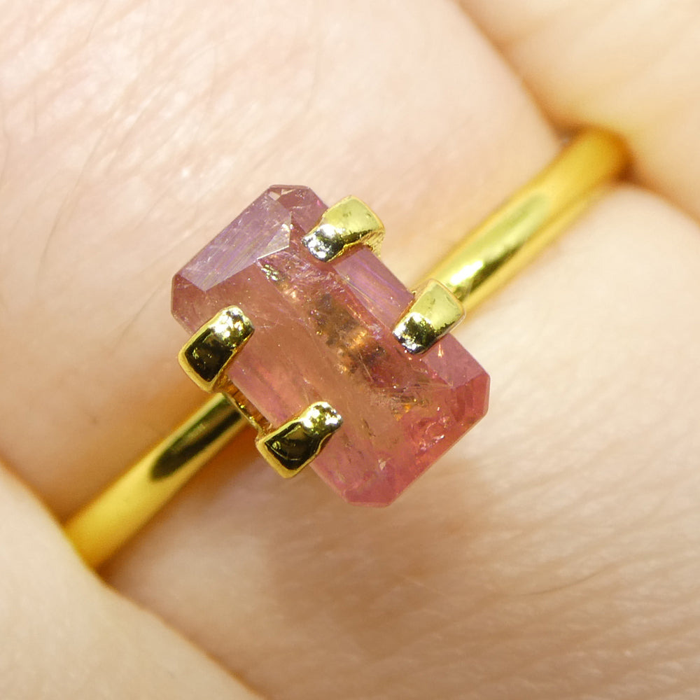 1.23ct Octagonal/Emerald Cut Orangy-Pink Padparadscha Sapphire from Tanzania Unheated - Skyjems Wholesale Gemstones