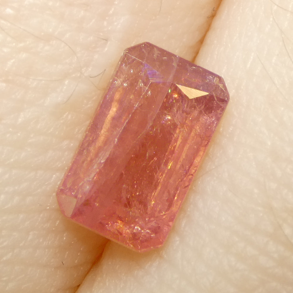 1.23ct Octagonal/Emerald Cut Orangy-Pink Padparadscha Sapphire from Tanzania Unheated - Skyjems Wholesale Gemstones