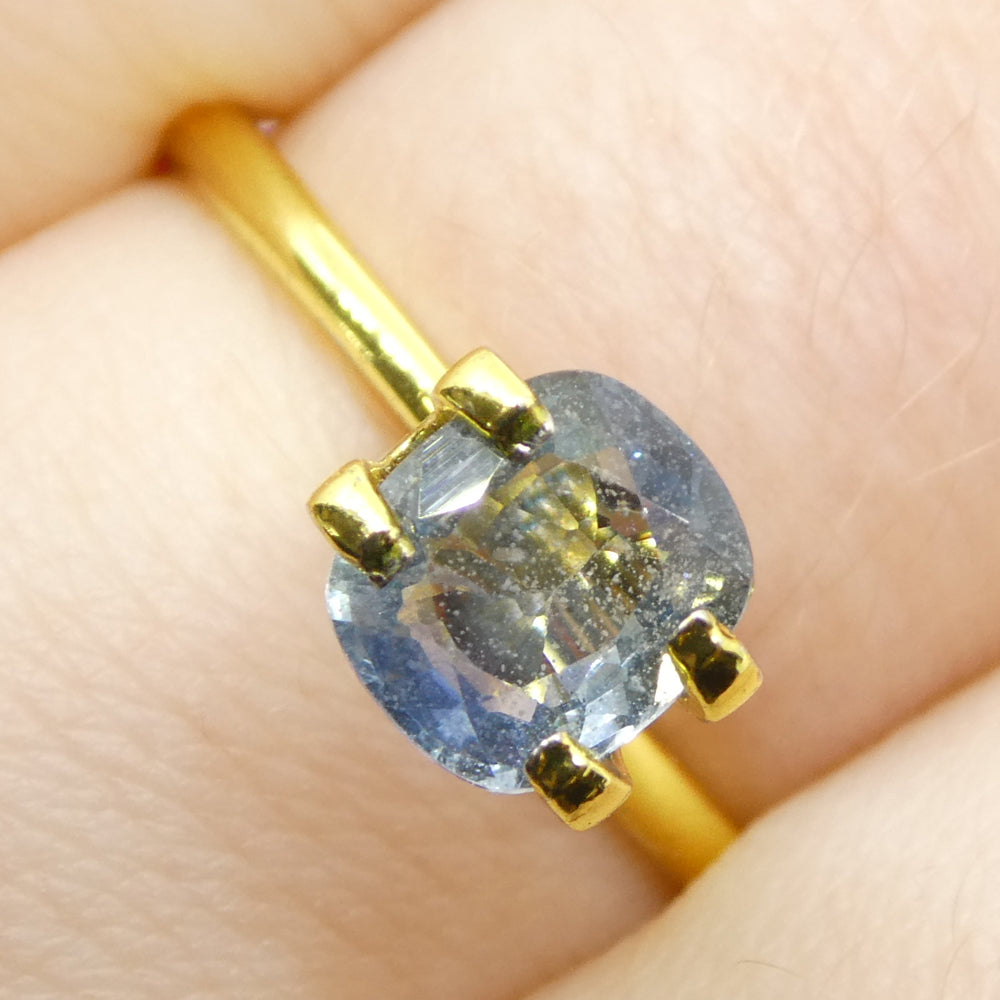 1.25ct Tanzanian Blue Sapphire, cushion-cut gemstone in vivid blue, premium quality from SkyJems Canadian gem specialists