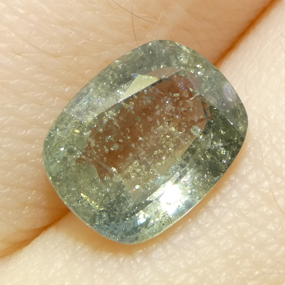 3.17ct Cushion Teal Blue-Green Sapphire from Tanzania Unheated - Skyjems Wholesale Gemstones