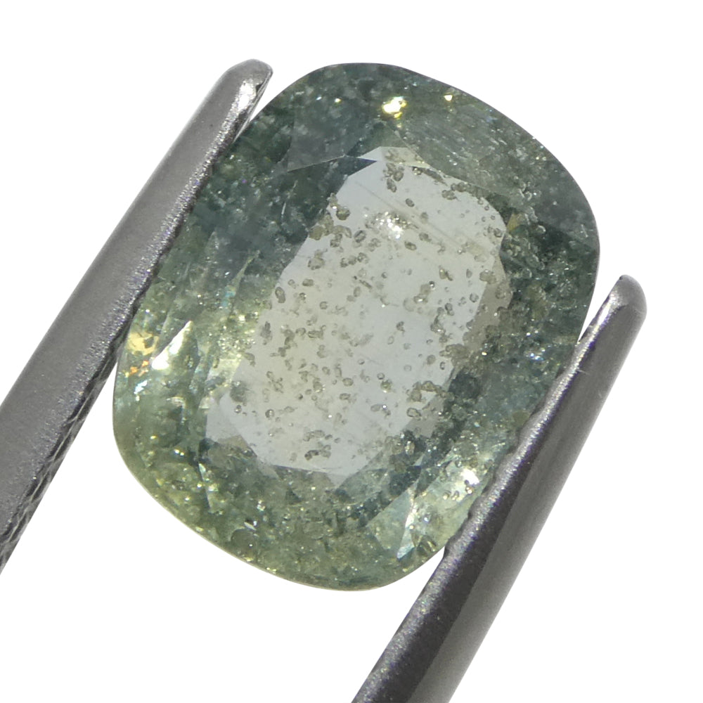 3.17ct Cushion Teal Blue-Green Sapphire from Tanzania Unheated - Skyjems Wholesale Gemstones