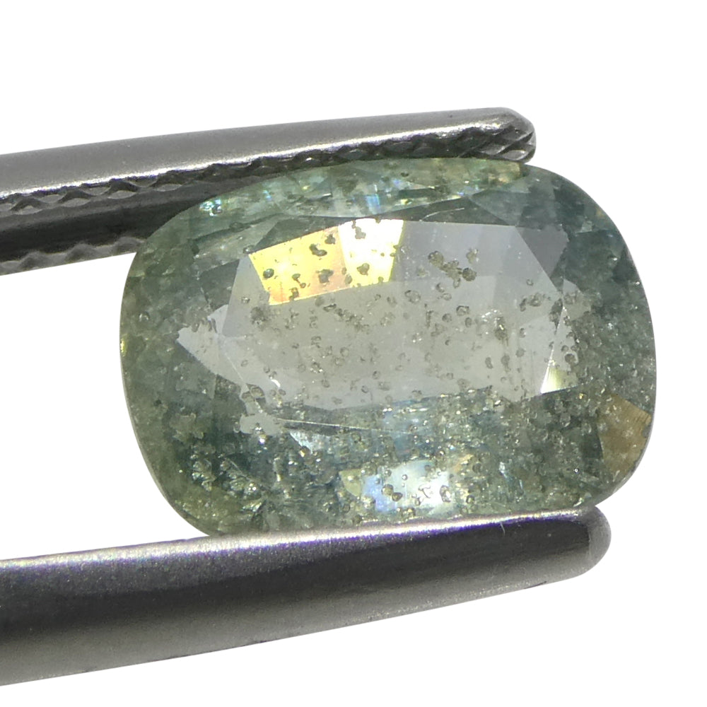 3.17ct Cushion Teal Blue-Green Sapphire from Tanzania Unheated - Skyjems Wholesale Gemstones