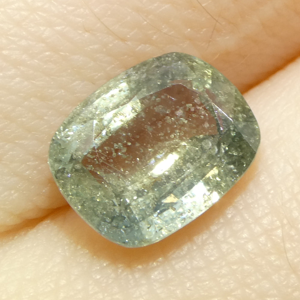 3.17ct Cushion Teal Blue-Green Sapphire from Tanzania Unheated - Skyjems Wholesale Gemstones