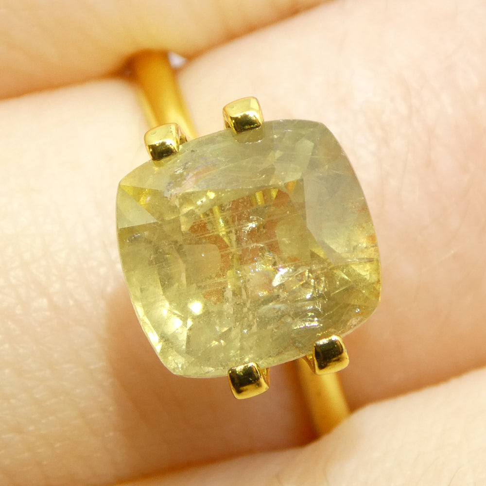 4.57ct Cushion Yellow Sapphire from Tanzania Unheated - Skyjems Wholesale Gemstones