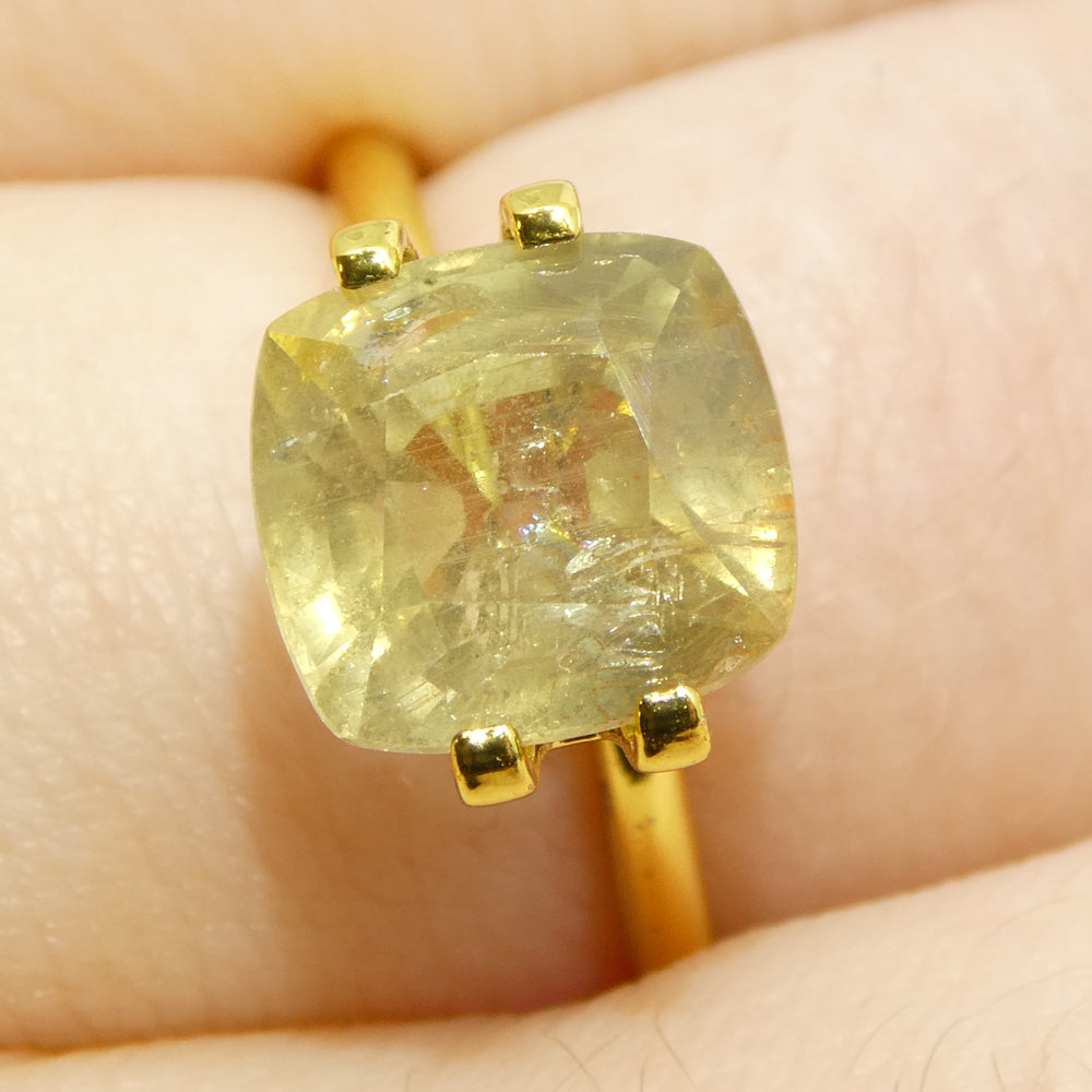 4.57ct Cushion Yellow Sapphire from Tanzania Unheated - Skyjems Wholesale Gemstones