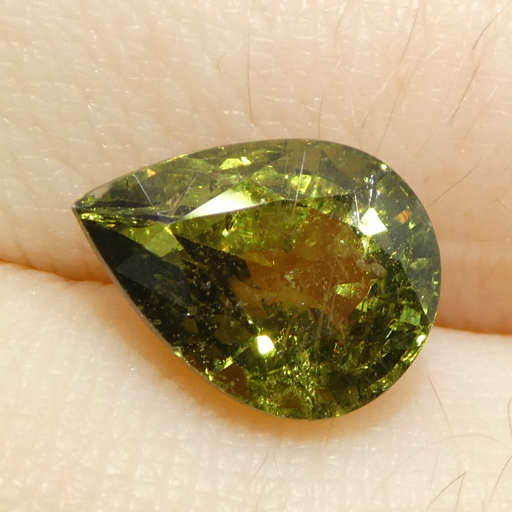 3.56ct Pear Yellow-Green Sapphire from Tanzania Unheated - Skyjems Wholesale Gemstones