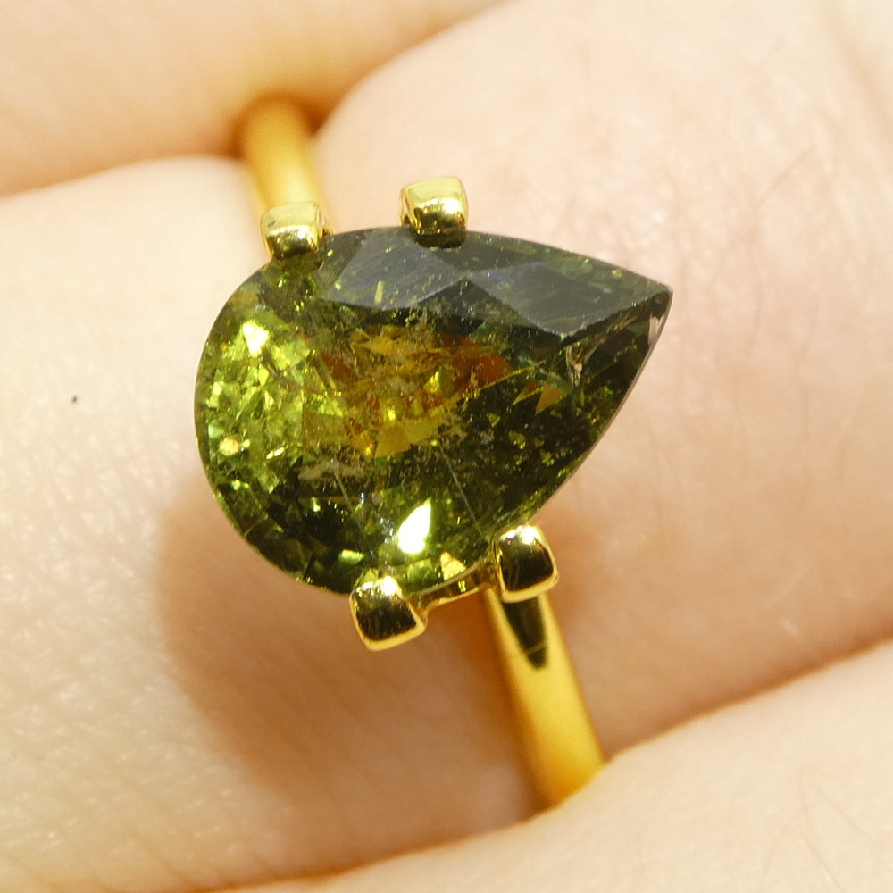 3.56ct Pear Yellow-Green Sapphire from Tanzania Unheated - Skyjems Wholesale Gemstones