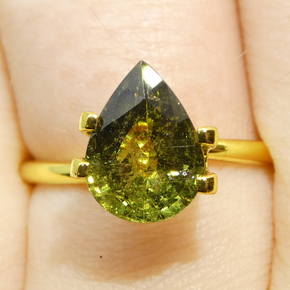 3.56ct Pear Yellow-Green Sapphire from Tanzania Unheated - Skyjems Wholesale Gemstones