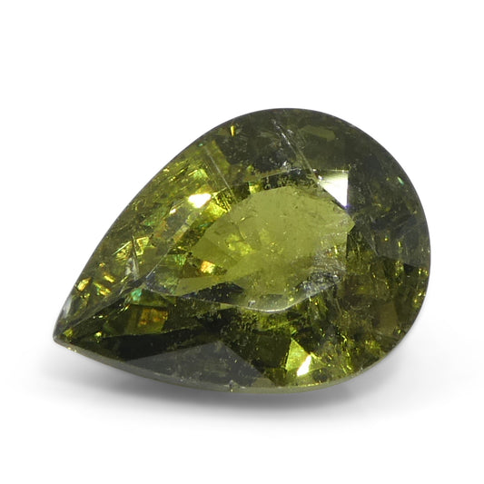 3.56ct Pear Yellow-Green Sapphire from Tanzania Unheated - Skyjems Wholesale Gemstones