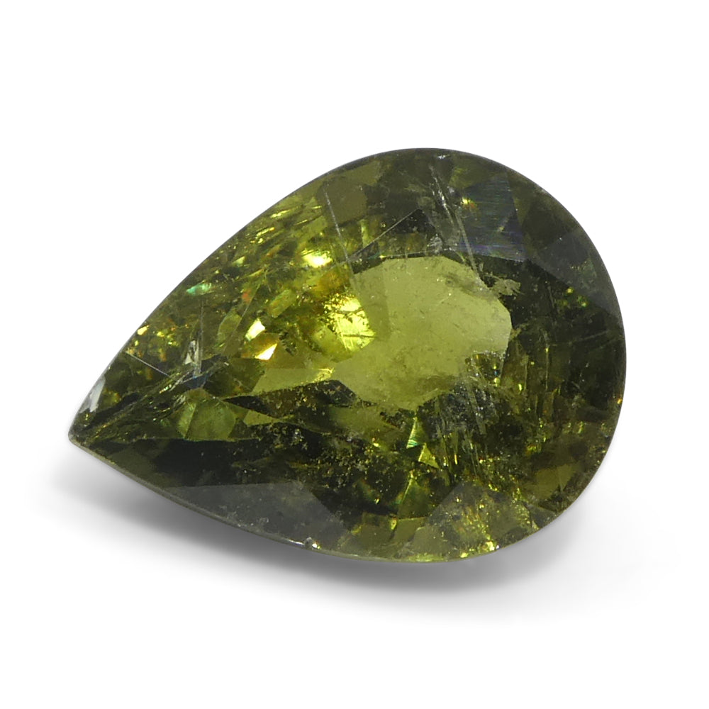 3.56ct Pear Yellow-Green Sapphire from Tanzania Unheated - Skyjems Wholesale Gemstones