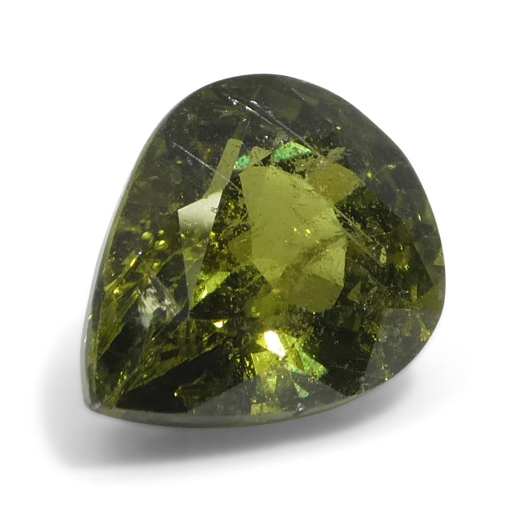 3.56ct Pear Yellow-Green Sapphire from Tanzania Unheated - Skyjems Wholesale Gemstones