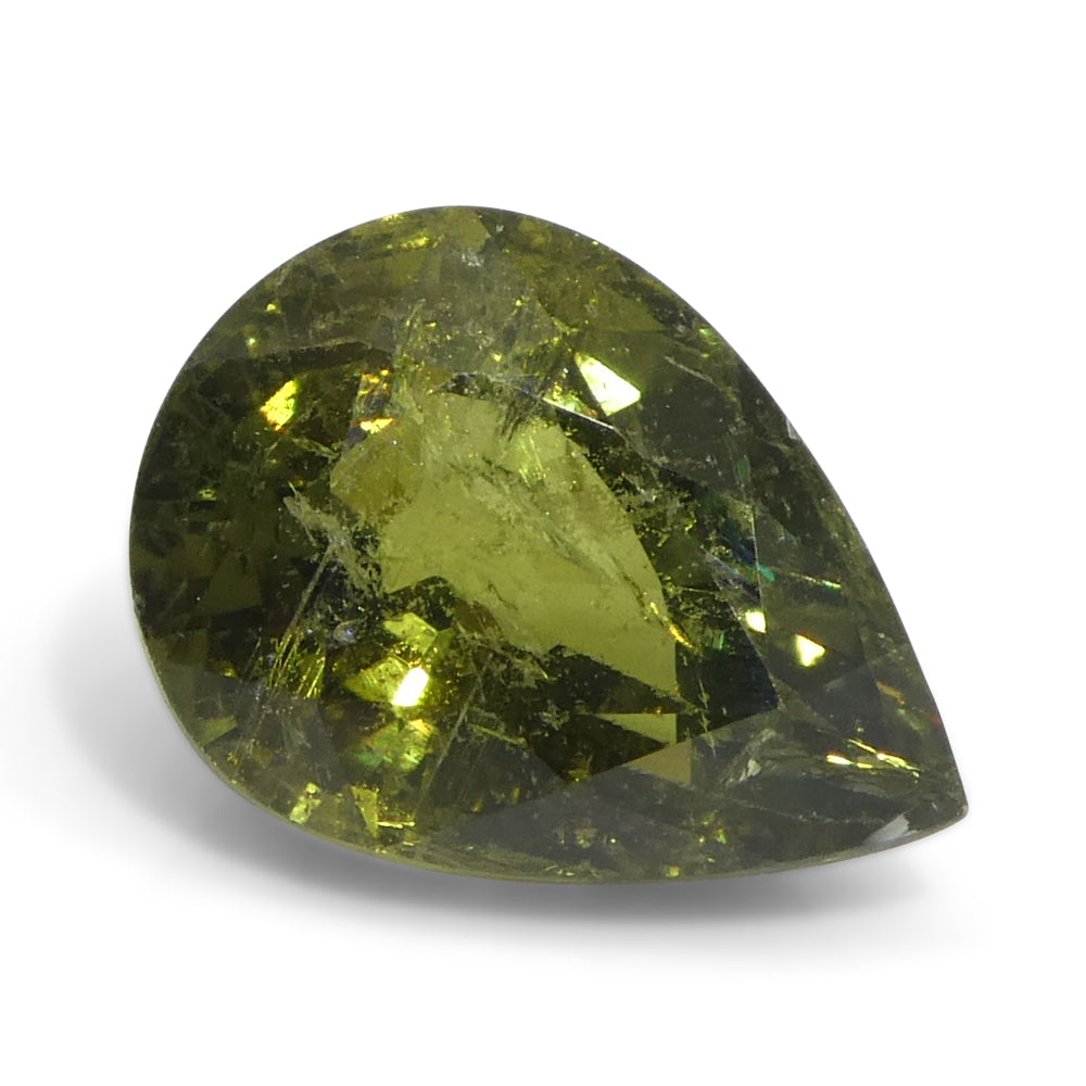 3.56ct Pear Yellow-Green Sapphire from Tanzania Unheated - Skyjems Wholesale Gemstones